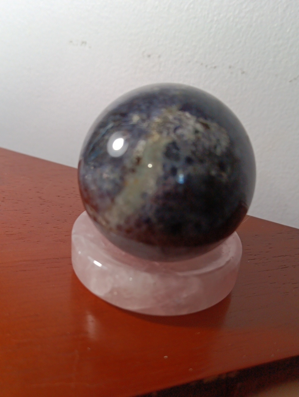 Polished Dark Blue Crystal Sphere + Sodalite